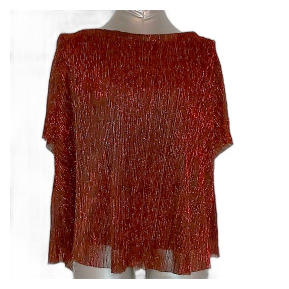 Black w Red Metallic Threaded Blouse - Picture 1 of 4